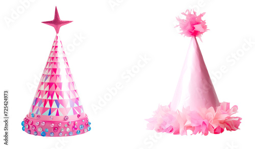 set of pink party hats on a transparent background © PJang