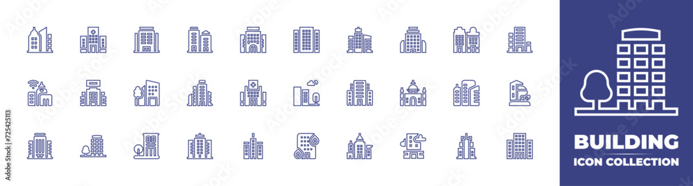 Building line icon collection. Editable stroke. Vector illustration ...