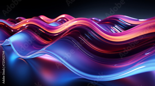 Abstract colorful waves on dark background with vibrant neon colors