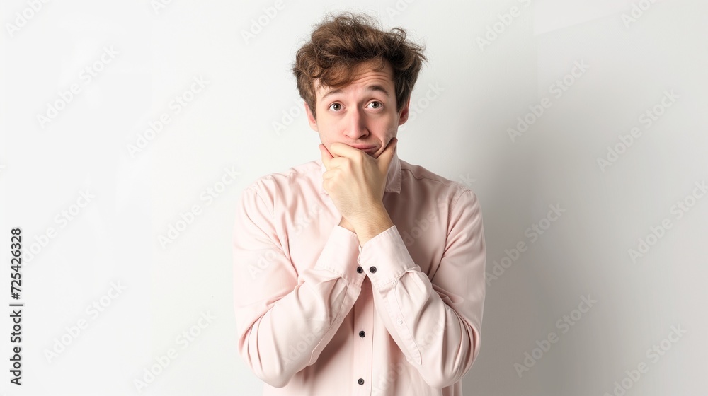 Embarrassed and shy man embarrassed, holding his face, AI-generated ...