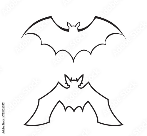 Halloween bat. Vector illustration in outline style on white background.