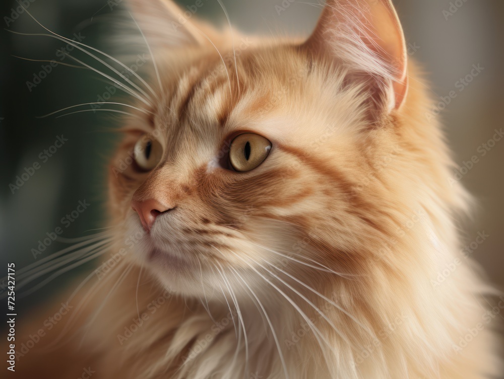 portrait of a beautiful red cat, close-up