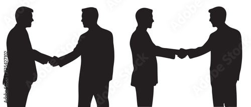 Silhouette of people shaking hand, Symbol of teamwork.