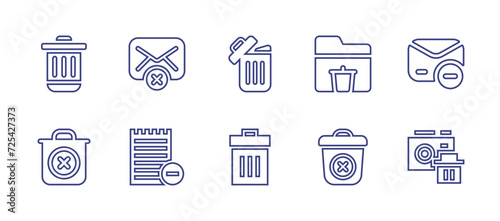 Delete line icon set. Editable stroke. Vector illustration. Containing delete, delete folder, delete message, delete mail.