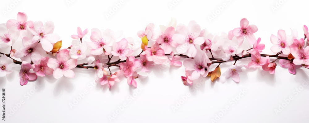 Blooming cherry blossom branches on white background for spring Blooming cherry blossom branches on white background for spring