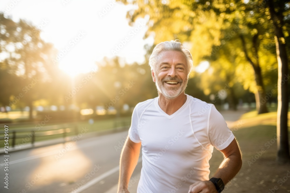 Senior man jogging in the park. Sport and healthy lifestyle.