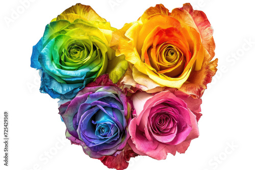 Heart shape rainbow rose flowers for your love. With a transparent background. Generative AI