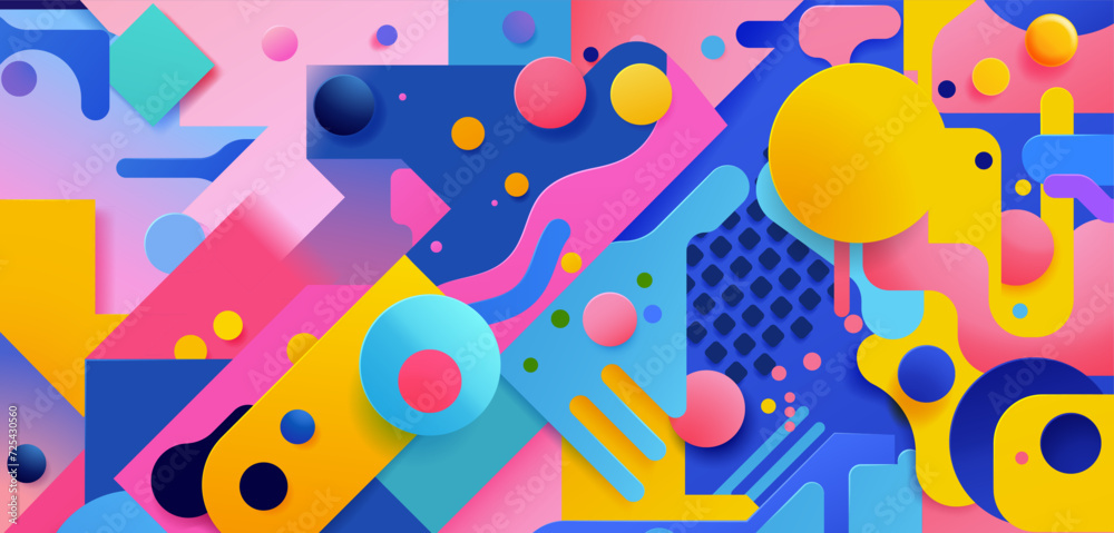 A bright and colorful abstract shapes background retro pattern A bright and colorful abstract shapes background retro pattern
