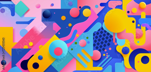A bright and colorful abstract shapes background retro pattern