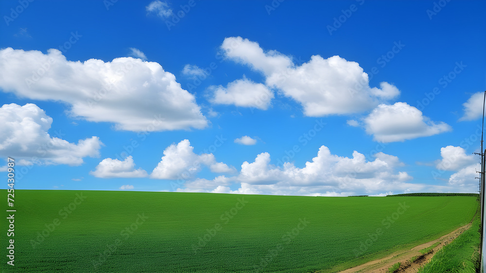 green field and blue sky green field and blue sky
