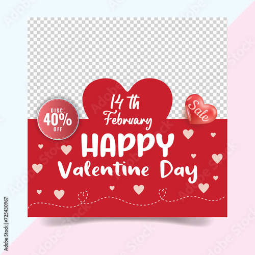 Valentine's day social media post, Valentine's Day banner template, love heart paper art greeting card , suitable for website or social media post and marketing material in eps10.