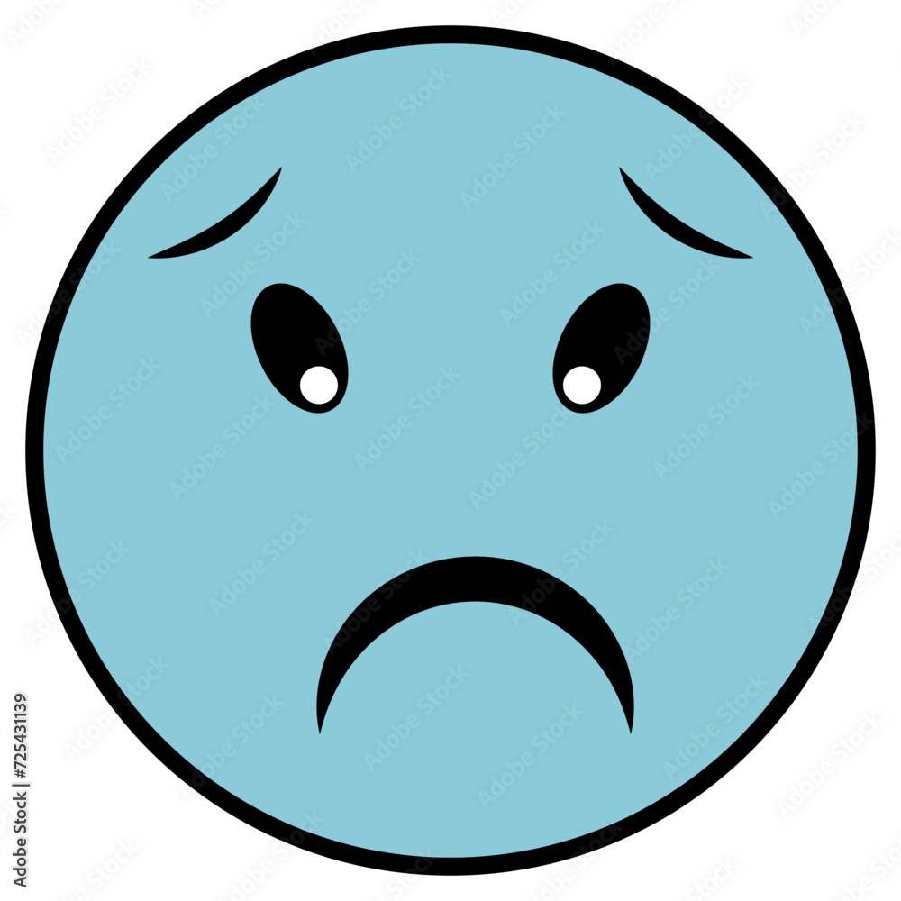 Smiley emoji sad face, blue face melancholy emoticon despair depression
