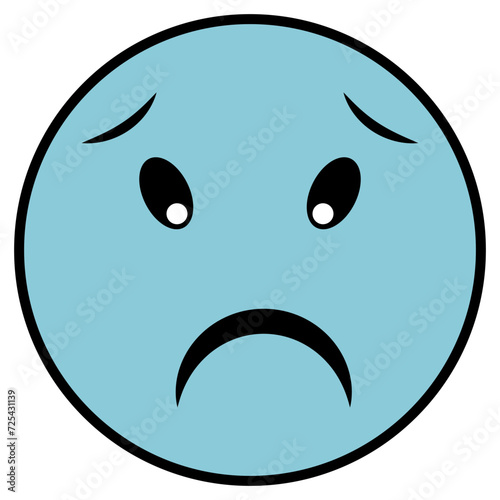 Smiley emoji sad face, blue face melancholy emoticon despair depression