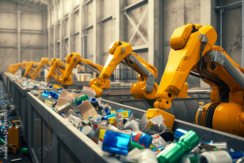 Automated Recycling: Robotic Arms Sorting Waste for Sustainability photo