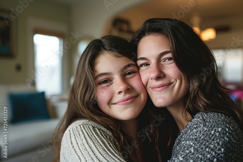 a woman and a girl smiling
