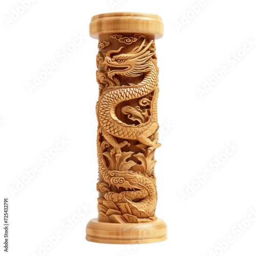 chinese pillar. Chinese traditional pillar with dragon engravings. with dragon patternisolate on transparent background. lunar chinese new year decoration