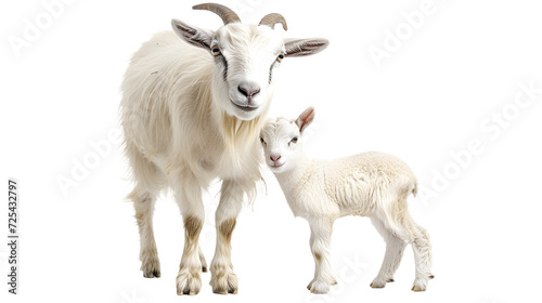 Mother Goat and Baby Standing Together