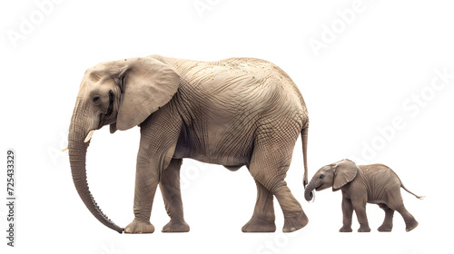 Adult Elephant and Baby Elephant Walking Together
