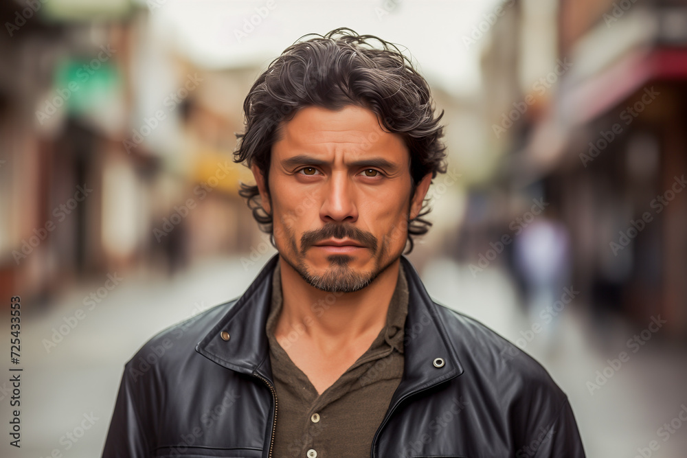 Portrait of middle aged hispanic man at the street Portrait of middle aged hispanic man at the street