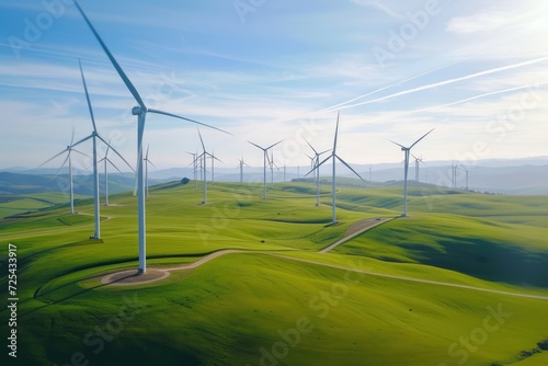 a lot of wind turbines  alternative energy sources  wind energy  modern energy  environmental protection  ecology