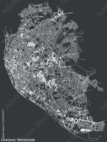Street roads map of the METROPOLITAN BOROUGH OF LIVERPOOL, MERSEYSIDE