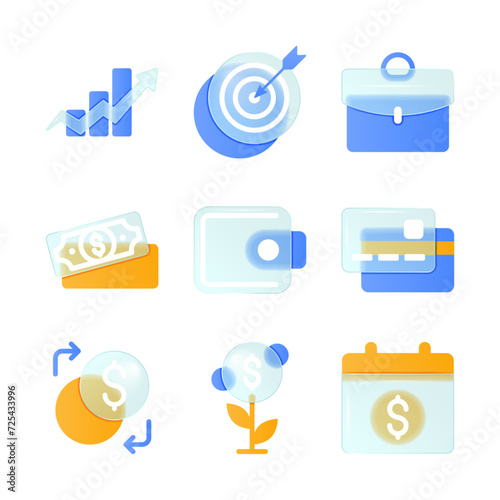 Modern Finance Glassmorphism Icon Style