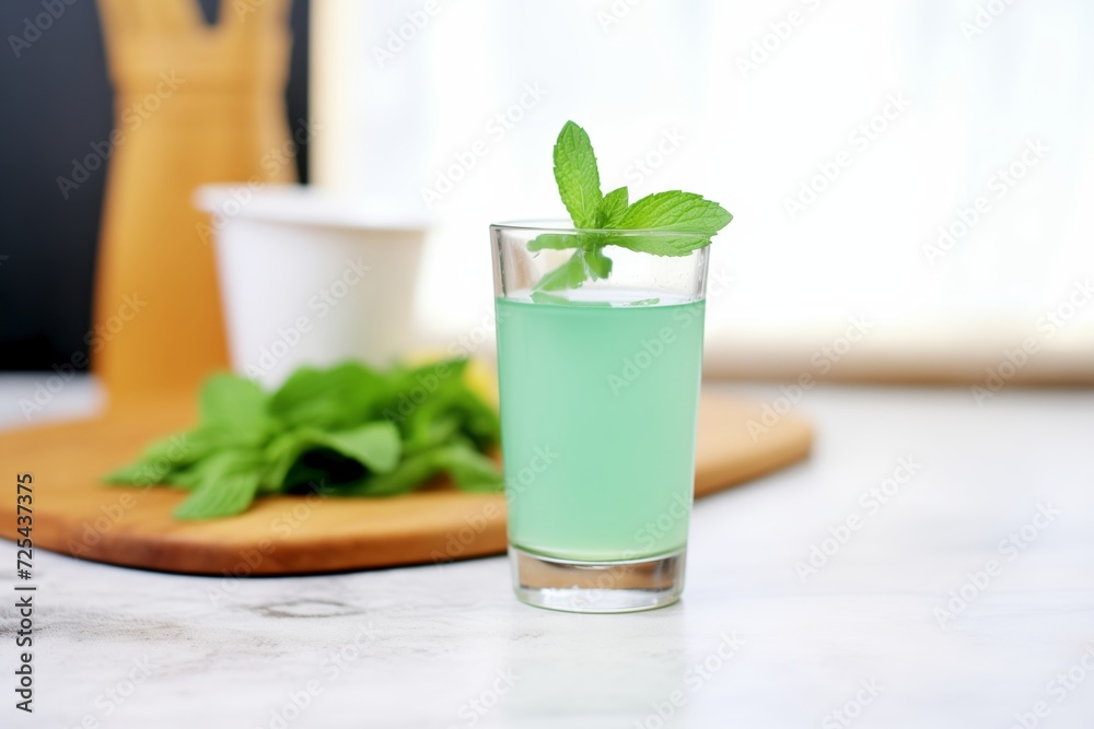 mouthwash displayed with mint leaves around it mouthwash displayed with mint leaves around it