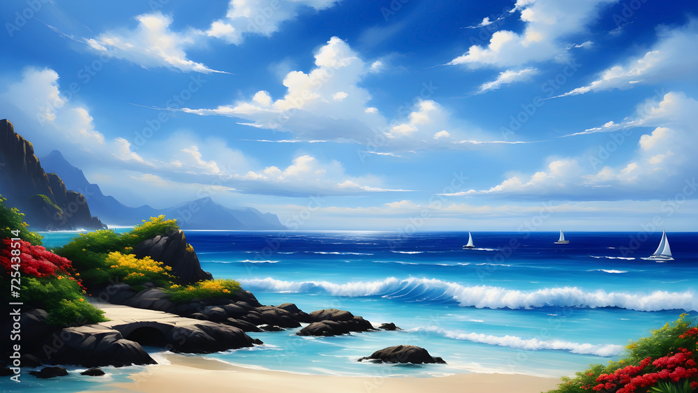 Fototapeta premium art blue sky ocean greeting cards backgrounds