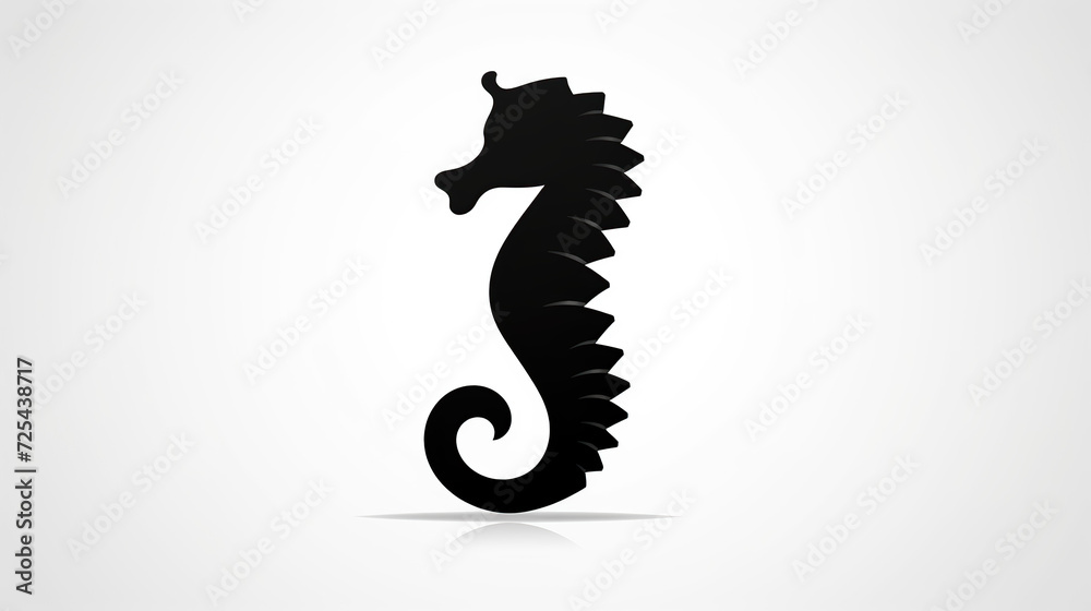 Elegant Black Seahorse Silhouette on a Soft Gradient Background. Elegant Black Seahorse Silhouette on a Soft Gradient Background.