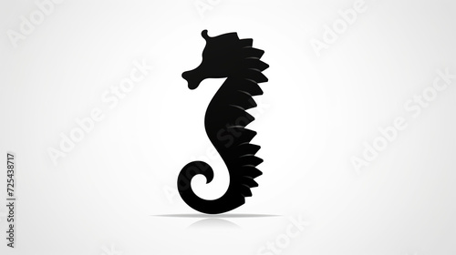Elegant Black Seahorse Silhouette on a Soft Gradient Background.