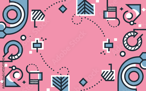 Modern abstract design, pink and red fluid shapes with decorative elements, vector image perfect for web design, banners, and backgrounds