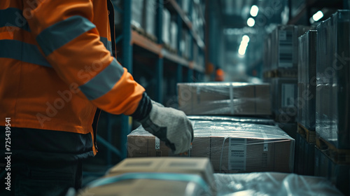 A close-up of a worker inspecting goods for export, ensuring they meet quality standards before being packed