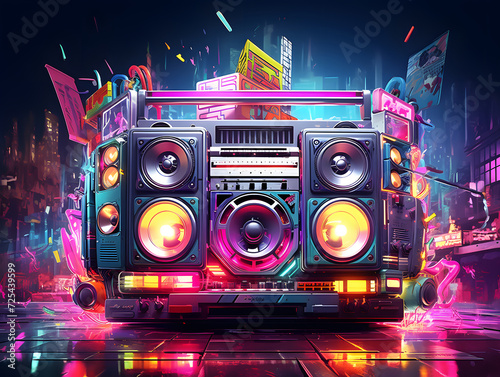 animation vintage retro 1970's boombox by joseph kawazu