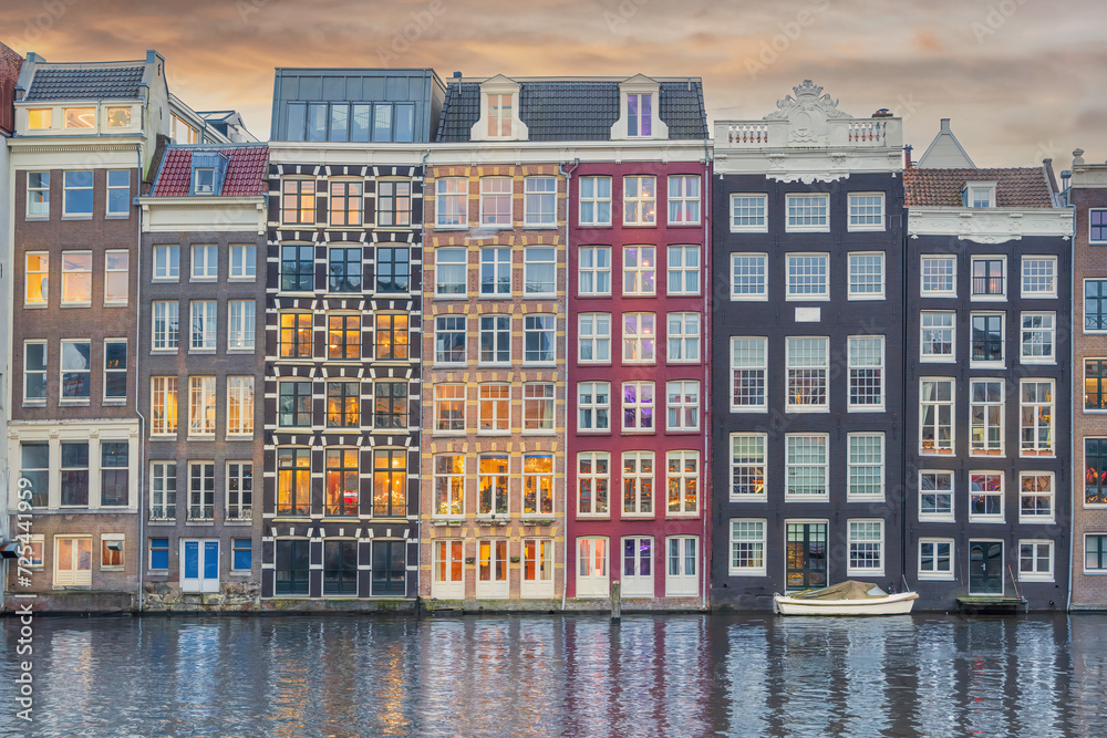 Colorful canal houses in Amsterdam