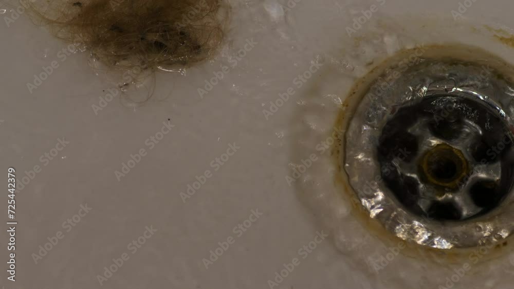 Vidéo Stock hand Cleaning the water drain in the sink from hair. The