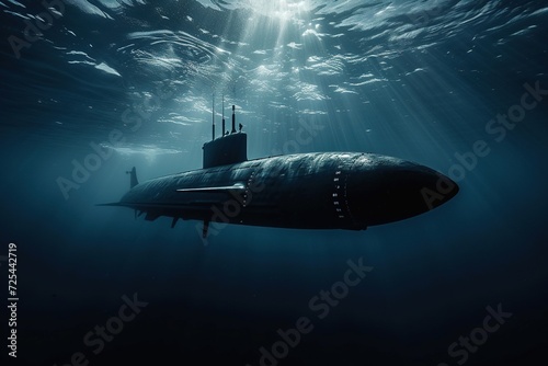 Wallpaper Mural Old military submarine diving underwater. Torontodigital.ca