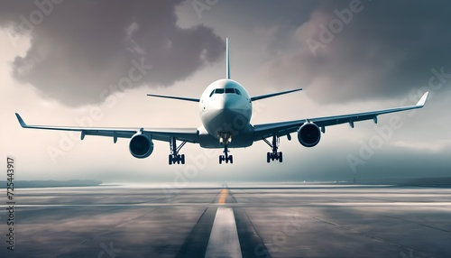 Airplane landing on the runway, airport