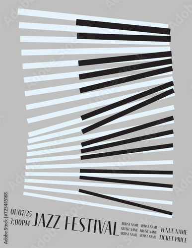 Jazz festival or concert abstract poster vector template. Artistic minimal design illustration.