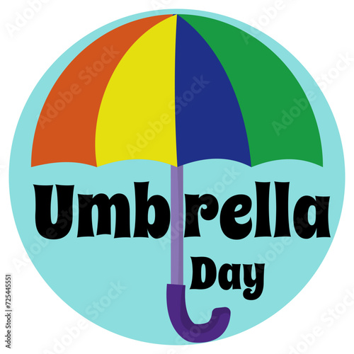 Umbrella Day, simple square banner or poster with round weather icon