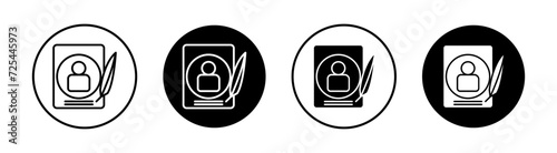Biography flat line icon set. Biography Thin line illustration vector
