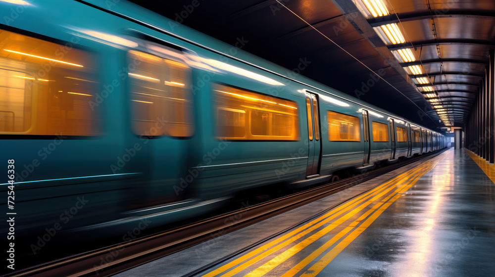 subway train in motion blur created with Generative AI technology
