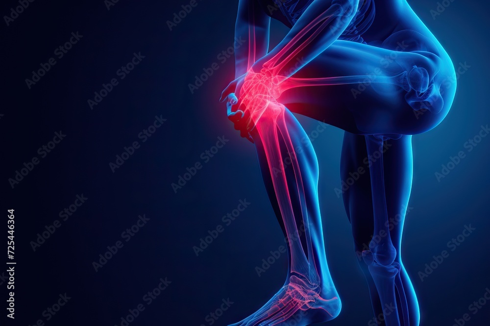 Futuristic vision of tendons inflammation due to an accident. Generative AI Futuristic vision of tendons inflammation due to an accident. Generative AI