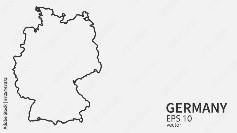 Vector line map of Germany. Vector design isolated on white background.	
