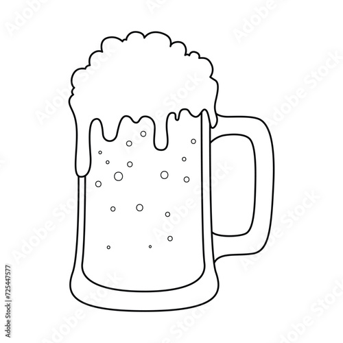 Glass Beer Mug Vector Cartoon Illustration BW