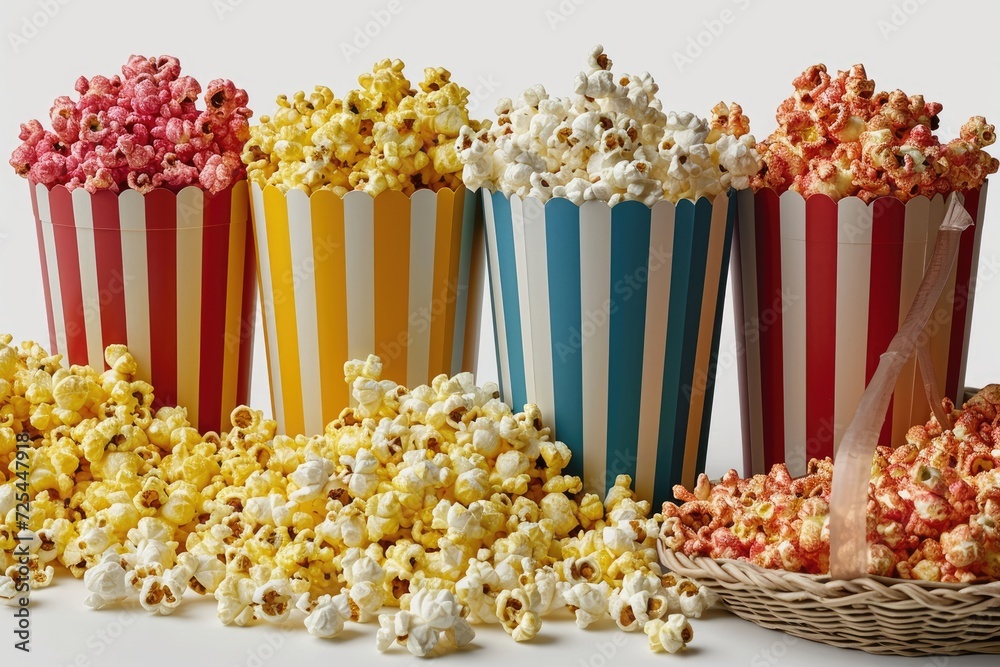 popcorn popping in striped cardboard bucket professional advertising food photography popcorn popping in striped cardboard bucket professional advertising food photography
