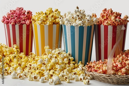 popcorn popping in striped cardboard bucket professional advertising food photography