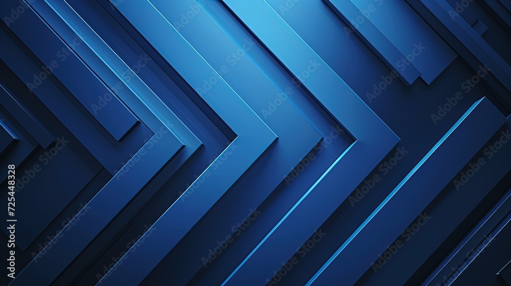 Obraz premium Sleek geometric pattern with blue arrow shapes on a dark background, evoking a sense of modern technology.