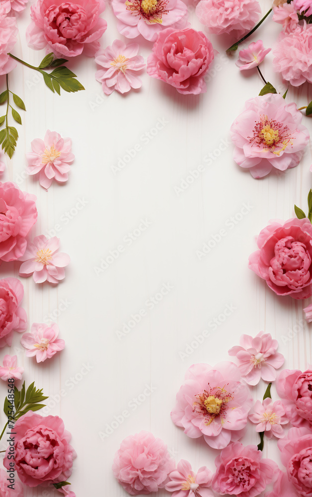 ピンクの花のフレーム、背景素材