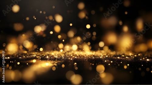 Abstract blur black bokeh banner background gold

