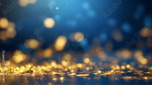 Abstract blur blue bokeh banner background gold
